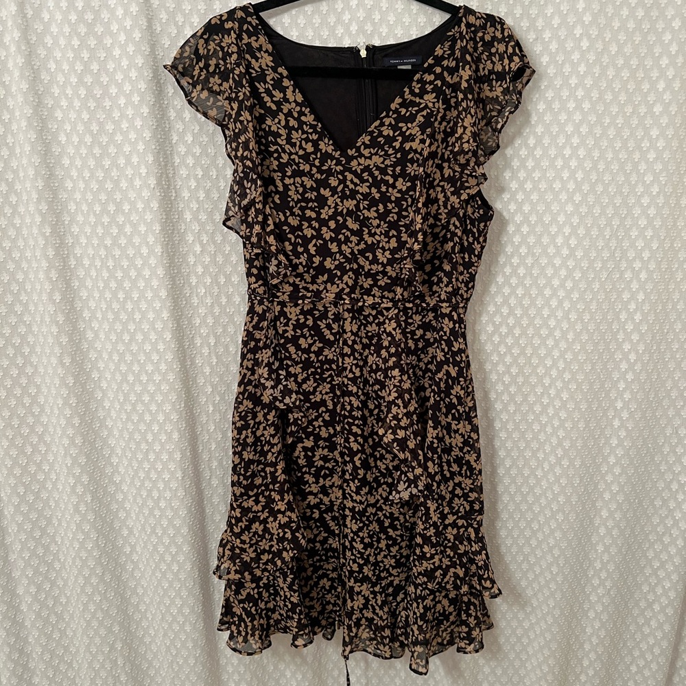 Tommy Hilfiger Black and Cream Floral Mini Dress